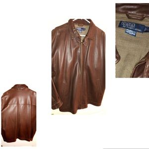 Brown Leather Jacket Polo
